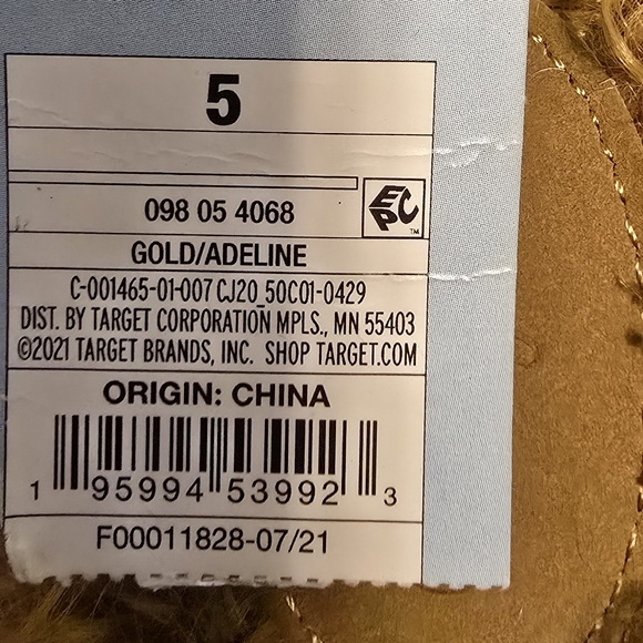 #3311 Cat and jack Girls adelina Embellished slippers gold - Picture 3 of 3